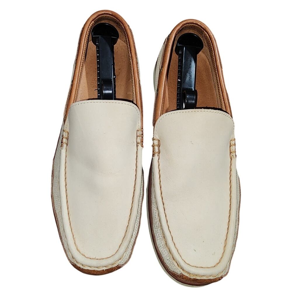 Tommy Bahama Ships Ahoy Slip On nautical Coastal 02-oyster Leather Shoes 11.5M